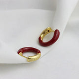 Vintage Solid Hoop Earrings Enamel Ladies Jewelry