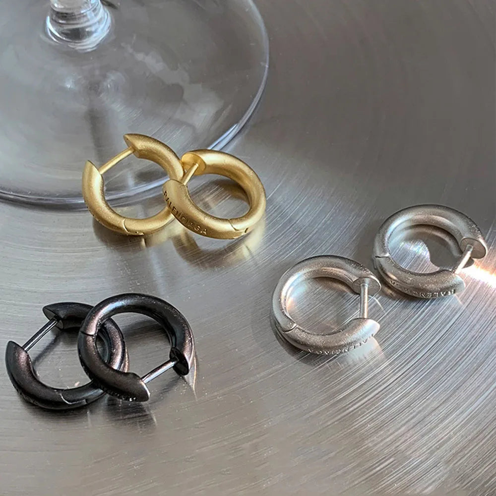 Vintage Solid Hoop Earrings Enamel Ladies Jewelry