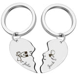 Couple Lover Keychains Engraved with Name - Anniversary Gift