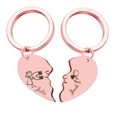Couple Lover Keychains Engraved with Name - Anniversary Gift