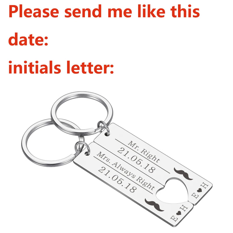 Paired Keychains Couples Gift Anniversary Letter Keychain Valentine Gift