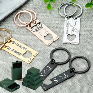 Personalized Couple Keychains Stainless Steel Anniversary Gift