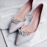2 PCS Silver Plated Bridal Shoe Clip Brooches Crystal Shoe Buckle