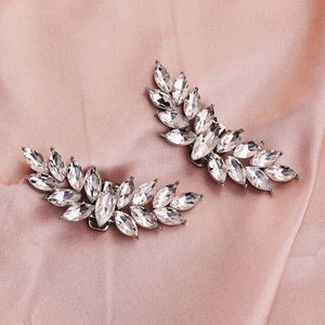 2 PCS Silver Plated Bridal Shoe Clip Brooches Crystal Shoe Buckle
