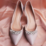 2 PCS Silver Plated Bridal Shoe Clip Brooches Crystal Shoe Buckle