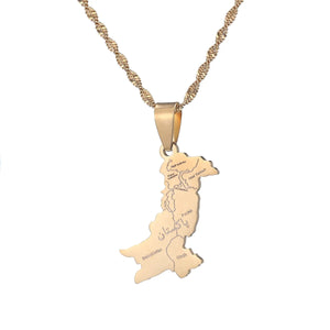 Pakistan Urdu Map Pendant Necklaces - Pakistani Charm Ethnic Jewelry