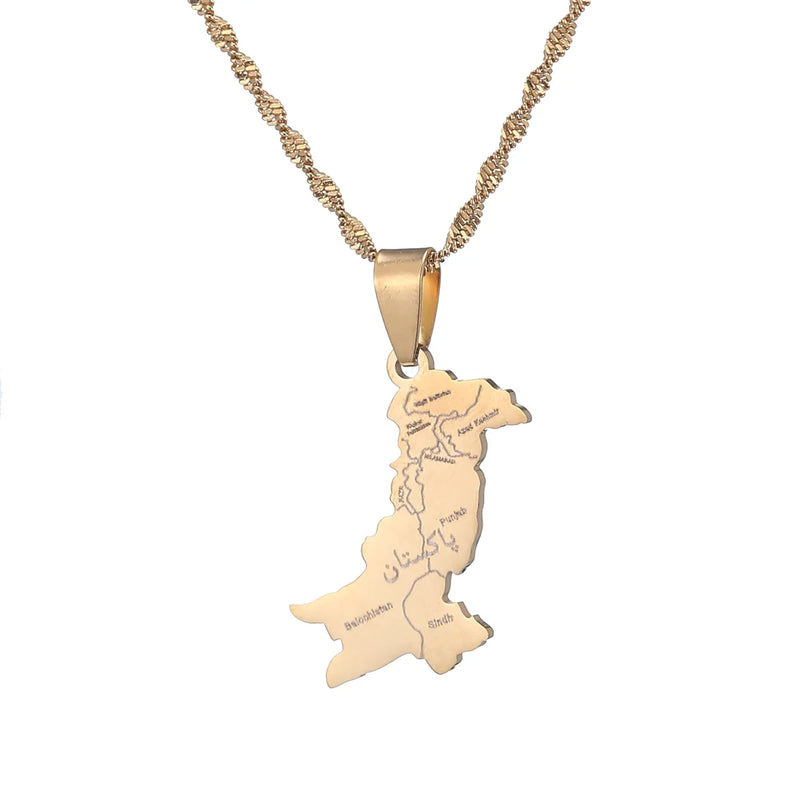 Pakistan Urdu Map Pendant Necklaces - Pakistani Charm Ethnic Jewelry