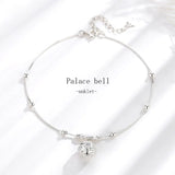 Palace Bell Women's Anklet S925 Sterling Silver Round Beads Foot Ornaments