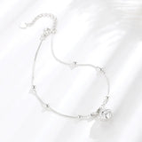 Palace Bell Women's Anklet S925 Sterling Silver Round Beads Foot Ornaments
