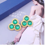 Vintage Style Acrylic Stud Earrings with Enamel Pendant