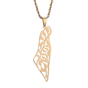 Palestinians Ethnic Map Pendant Necklace Stainless Steel