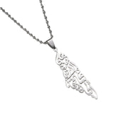Map Pendant Necklace Arabic Hollow Stainless Steel Chain Necklace