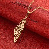 Map Pendant Necklace Arabic Hollow Stainless Steel Chain Necklace