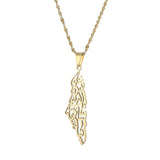 Map Pendant Necklace Arabic Hollow Stainless Steel Chain Necklace