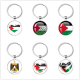 Flag Emblem Glass Cabochon Keychain for Jewelry Gift