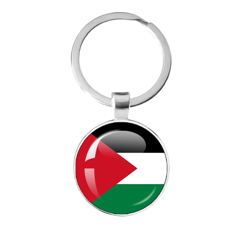 Flag Emblem Glass Cabochon Keychain for Jewelry Gift