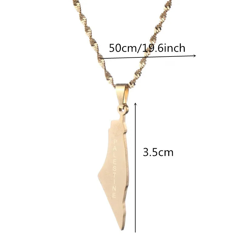 Arabic Map Pendant Necklace For Men Women African Amulet Jewelry