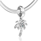 Palm Tree & Coconuts Dangle Ocean Beads 100% Sterling Silver