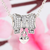 Pan's Beads S925 Silver Bow Heart Diamond Bracelet