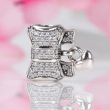 Pan's Beads S925 Silver Bow Heart Diamond Bracelet