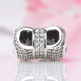 Pan's Beads S925 Silver Bow Heart Diamond Bracelet
