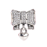 Pan's Beads S925 Silver Bow Heart Diamond Bracelet