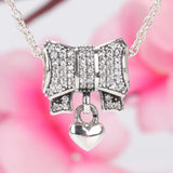 Pan's Beads S925 Silver Bow Heart Diamond Bracelet