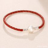 Pan Chunyin S925 Red Leather Bracelet Spring Red Series Silver Beaded Bracelet