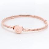Pan S925 Pure Silver Snake Bone Rose Gold-Plated Bracelet, Pan L