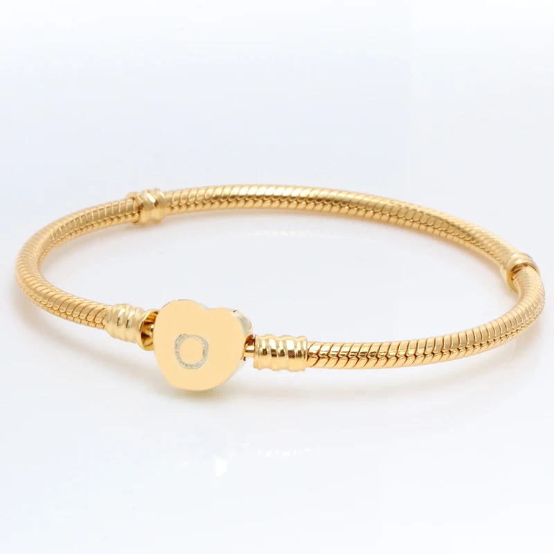 Pan S925 Pure Silver Snake Bone Rose Gold-Plated Bracelet, Pan L