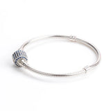 Pan Home 925 Silver Snake Bone Bracelet with Diamond Buckle