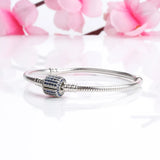 Pan Home 925 Silver Snake Bone Bracelet with Diamond Buckle