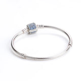 Pan Home 925 Silver Snake Bone Bracelet with Diamond Buckle