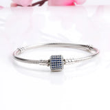 Pan Home 925 Silver Snake Bone Bracelet with Diamond Buckle
