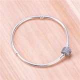 Pan Home 925 Silver Snake Bone Bracelet with Diamond Buckle