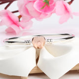 S925 Pure Silver Heart-shaped Rose Clasp Snake Bone Bracelet