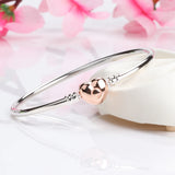 S925 Pure Silver Heart-shaped Rose Clasp Snake Bone Bracelet
