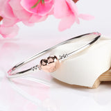 S925 Pure Silver Heart-shaped Rose Clasp Snake Bone Bracelet