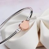 S925 Pure Silver Heart-shaped Rose Clasp Snake Bone Bracelet