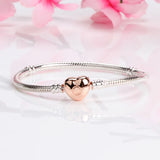 S925 Silver Heart Rose Clasp Bracelet