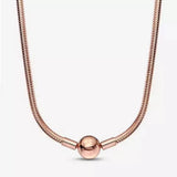 S925 Sterling Silver Bracelet Silver Beads Rose Moments Snake Necklace