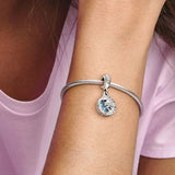 925 Silver Glass Shoes Mouse Charm Winter Crystal Charm Girl Charm Jewelry