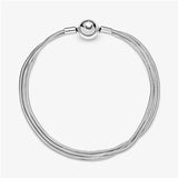 925 Silver Multi-Snake Chain Women's Bracelet with Logo Buckle