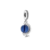Sterling Silver Bracelet with Flamingo Pendant & Cinema Globe Beads