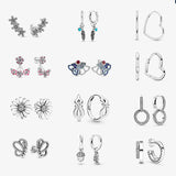Butterfly 925 Silver Women Piercing Ear Heart Daisy Flower Stud Sleeper Earring