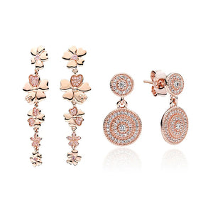 Vintage Style S925 Silver Petal Round Women's Earrings