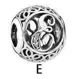 S925 Silver Bracelet Beaded 26 Letters Hollowed Beads Jewelry Men's Beads
