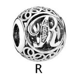 S925 Silver Bracelet Beaded 26 Letters Hollowed Beads Jewelry Men's Beads