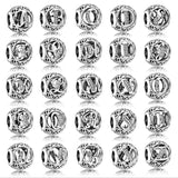 S925 Silver Bracelet Beaded 26 Letters Hollowed Beads Jewelry Men's Beads