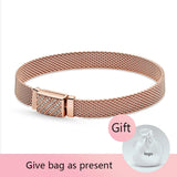 Pan-Style Zirconia Bracelet with Shining Buckle